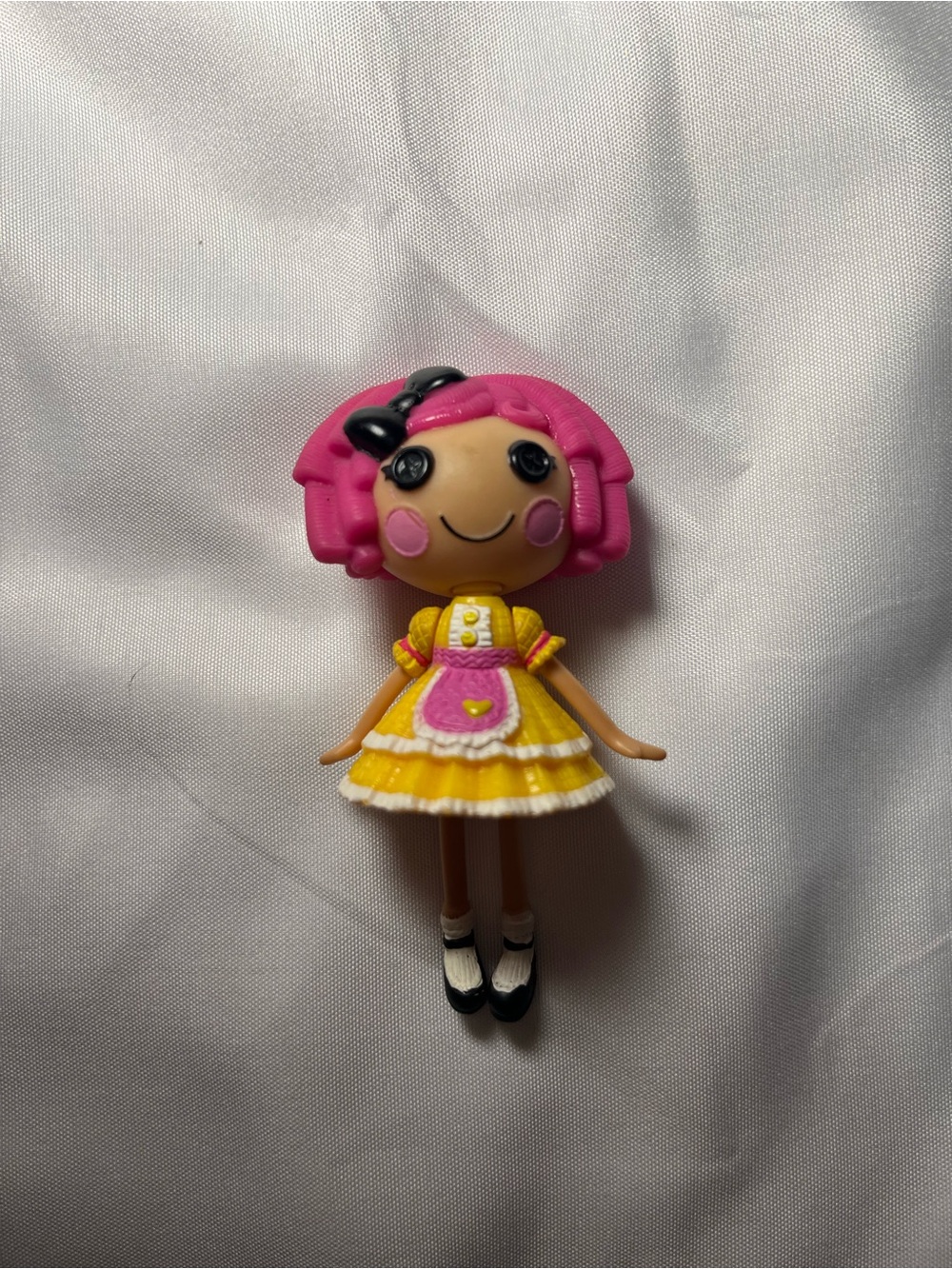 Lalaloopsy Mini 3” Doll Crumbs Sugar Cookie Yellow Pink Tea Dress Figure Toy
